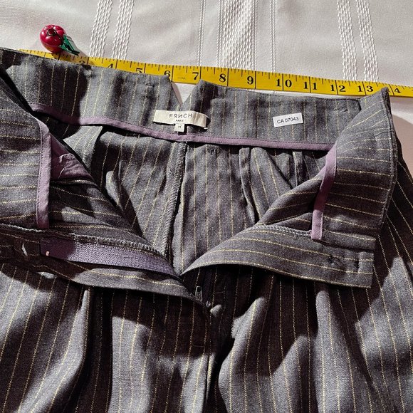 FRNCH Grey/gold pinstripe highwaisted trousers - Picture 13 of 15